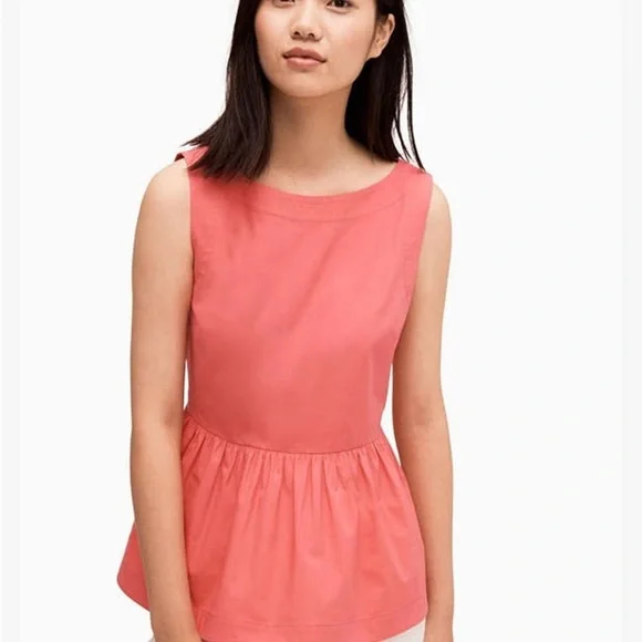 Womens Kate Spade Top Pink Peplum Button Back Sleeveless - Picture 3 of 6